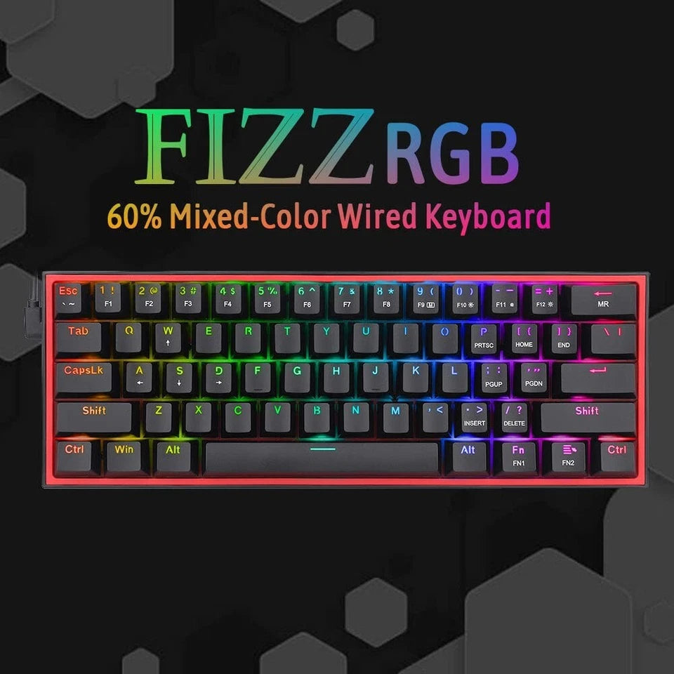 REDRAGON K617- WIRED 61KEY KEYBOARD BLACK-RED