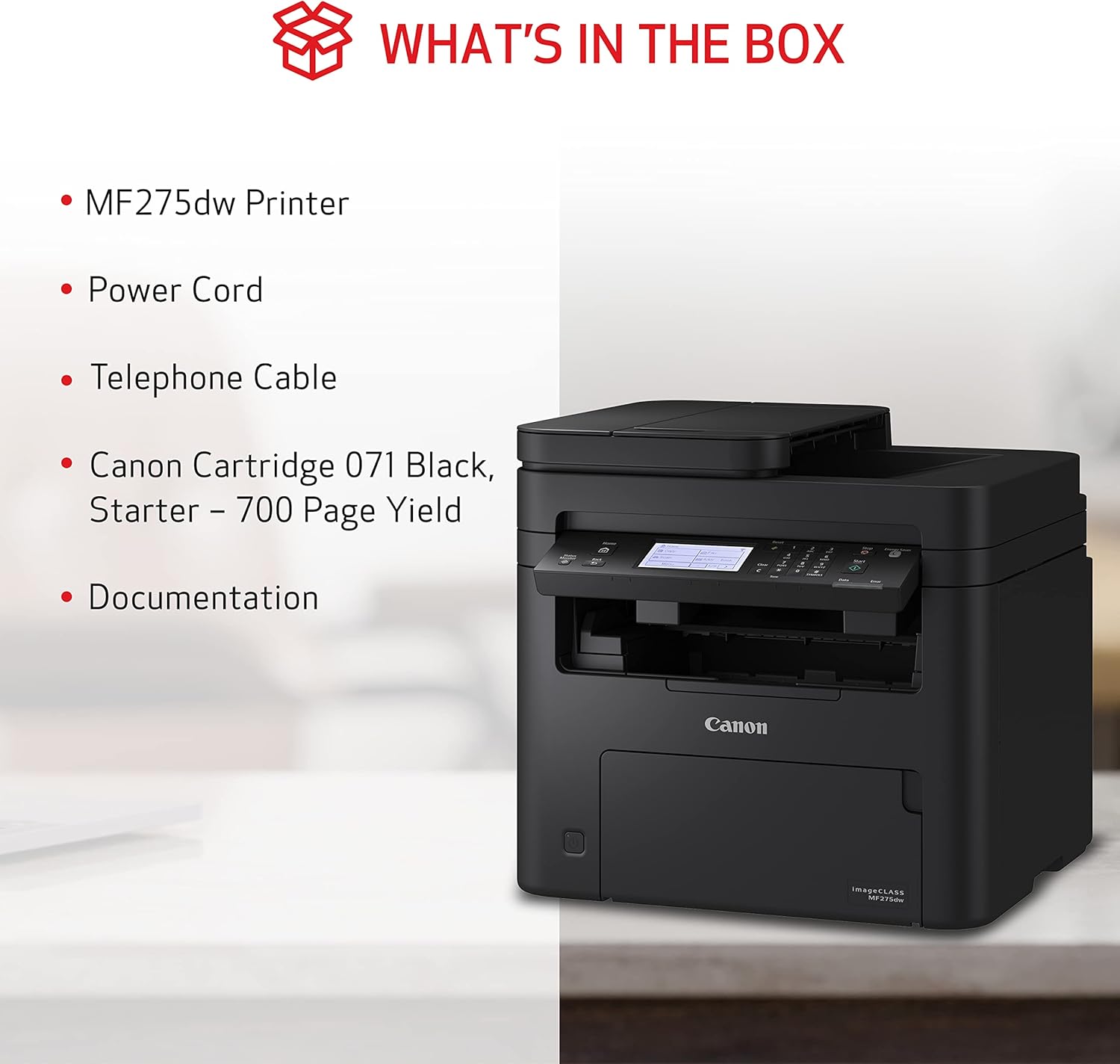 Canon MF275dw Monochrome, Duplex Wireless Laser Printer