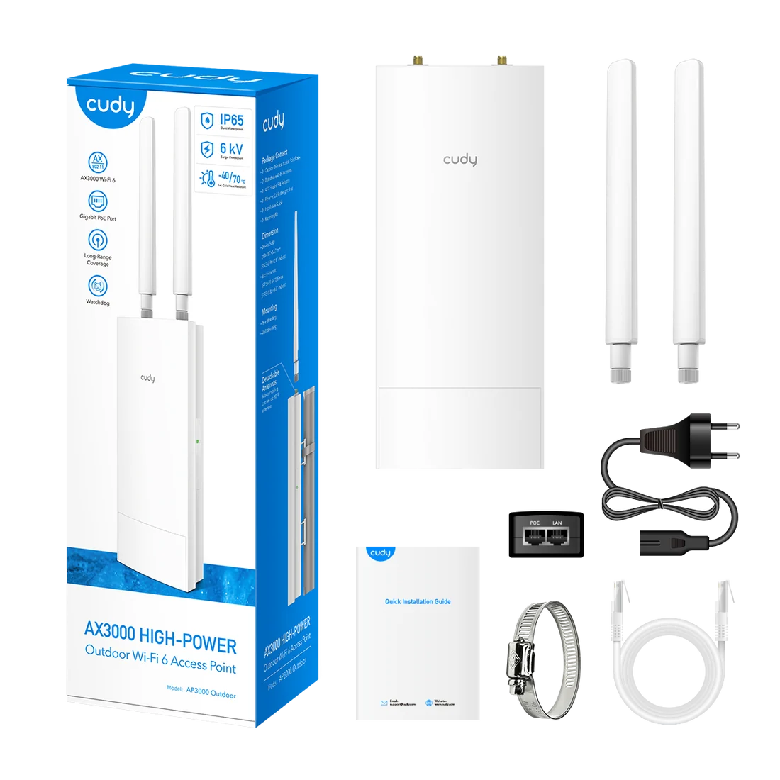 CUDY AP3000 OUTDOOR High-Power Wi-Fi 6 Access Point