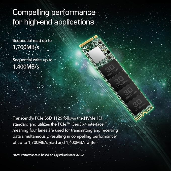 Transcend NVMe PCIe Gen3 x4 MTE112S M.2 SSD Solid State Drive TSMTE112S