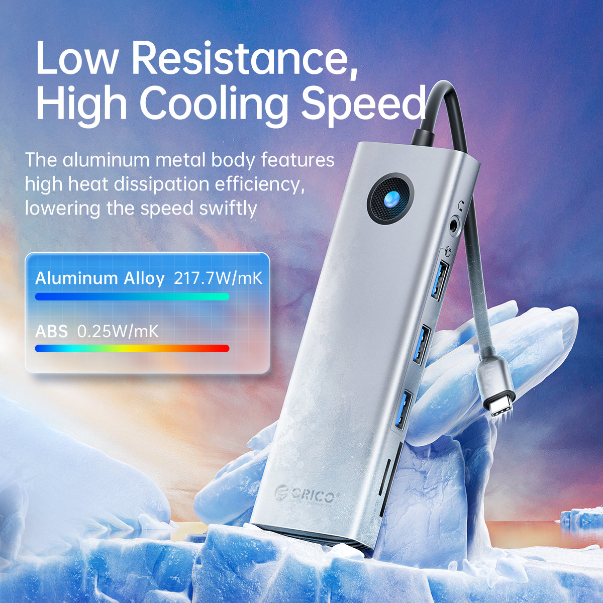 ORICO PW11-9P-GY Type-C 9-in-1 5Gbps Multifunction Docking Station