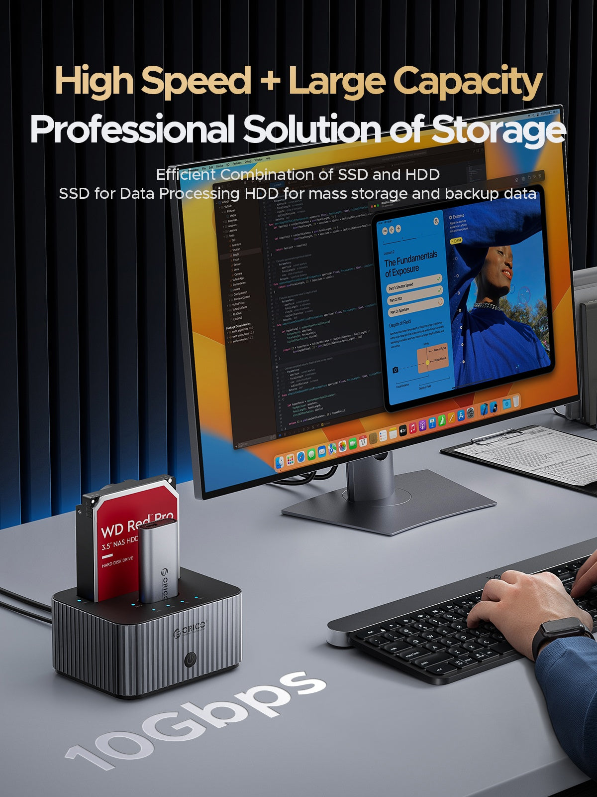 ORICO IT28E-C-GY 2-Bay Hard Drive Docking Station for M.2 NVMe SSD