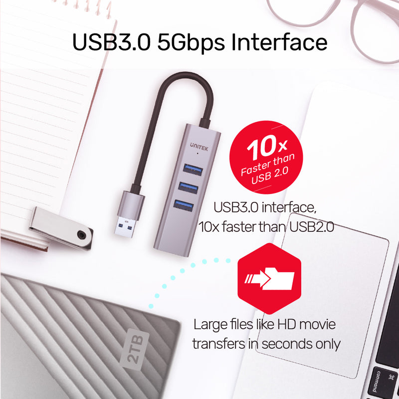 UNITEK Y-3088B 4-in-1 Ethernet Hub