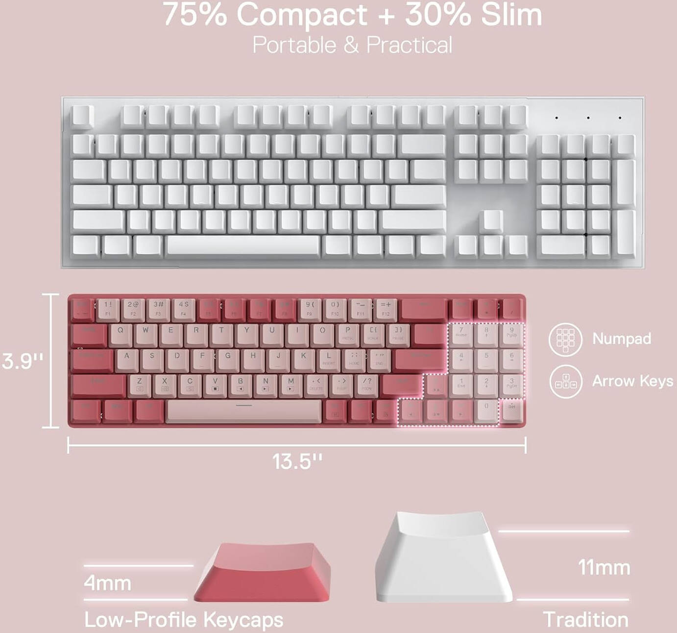 Redragon 94key low profile combo  BS-8772 (Red/Pink)
