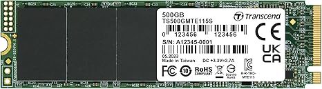 Transcend MTE115 M.2 2280 SSD  Up to 3,200 MB/s, Compatible w/Ultrabook Laptop PC Desktop, PCIe NVMe Gen3x4 SSD, 3D TLC NAND Flash Internal Solid State Drive