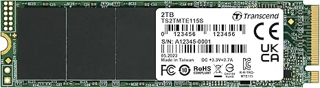 Transcend MTE115 M.2 2280 SSD  Up to 3,200 MB/s, Compatible w/Ultrabook Laptop PC Desktop, PCIe NVMe Gen3x4 SSD, 3D TLC NAND Flash Internal Solid State Drive