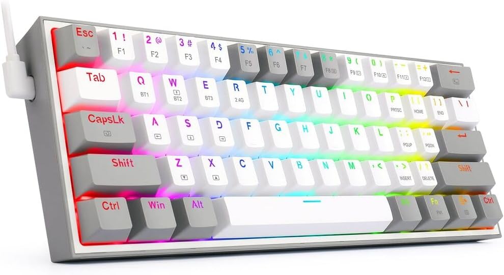 REDRAGON K616 PRO-RGB(G/W) 61key mechanical keyboard, three Mode (Gray-White)