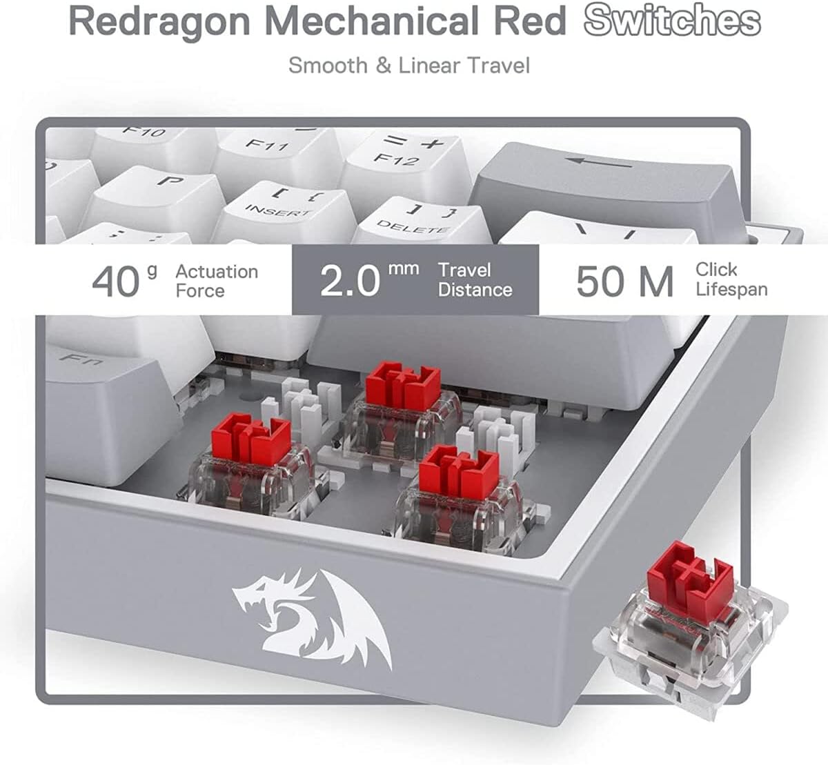 REDRAGON MECHANICAL KEYBOARD K617-RGB GRAY//WHITE COLOR(ARABIC LAYOUT)