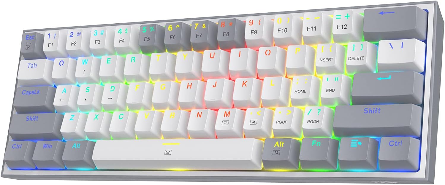 REDRAGON MECHANICAL KEYBOARD K617-RGB WHITE/GRAY COLOR ENGLISH LAYOUT