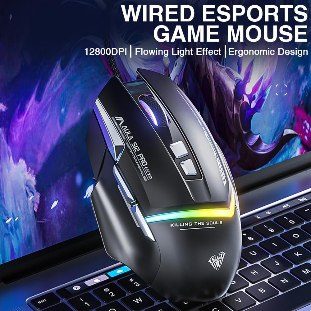 AULA S12 PRO Wired gaming mouse with 7 keys