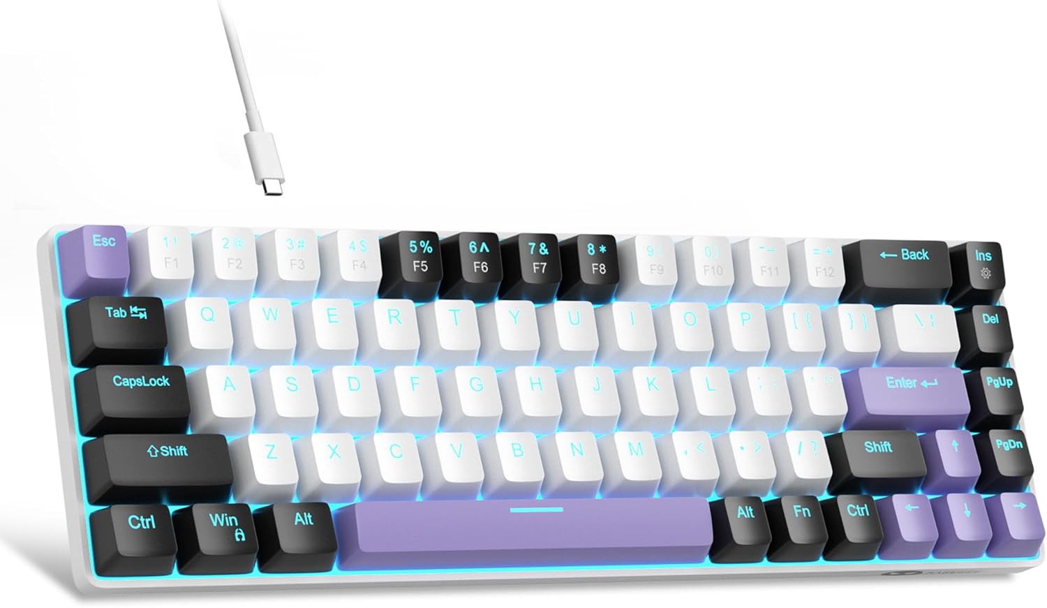 Magegee MK-BOX Black white &purple, Red switch, 68 keys  Wired mechanical keyboard