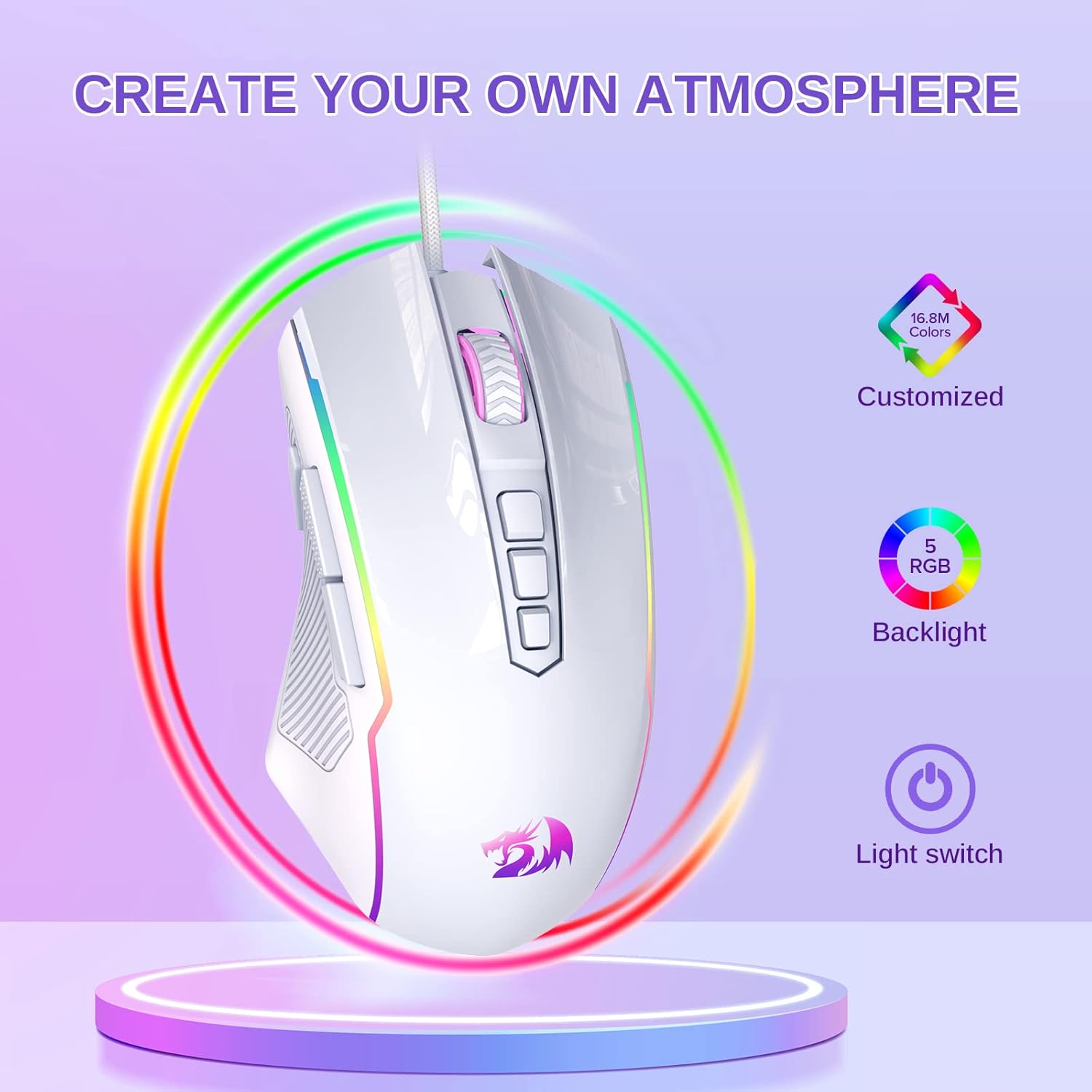 ReDragon M915 RGB WL gaming mouse (WHITE)