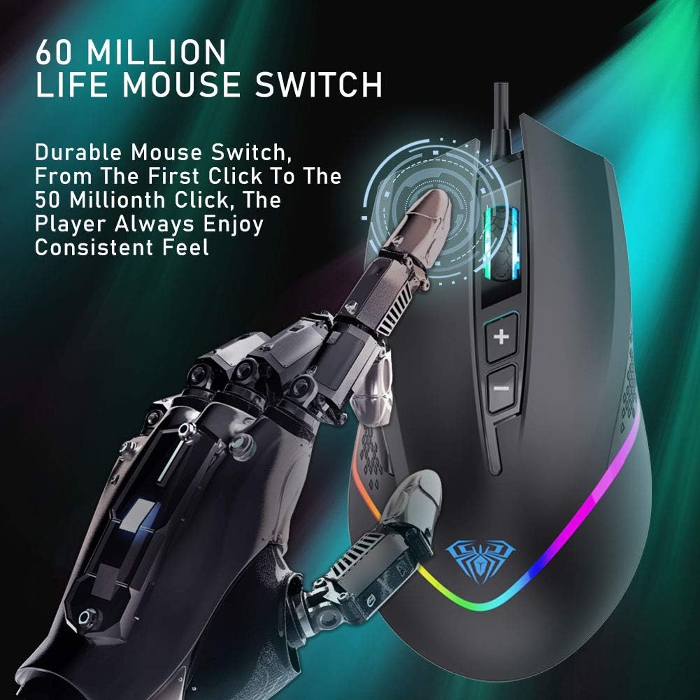 AULA F805 RGB Wired Gaming Mouse with Side Buttons (BLACK)
