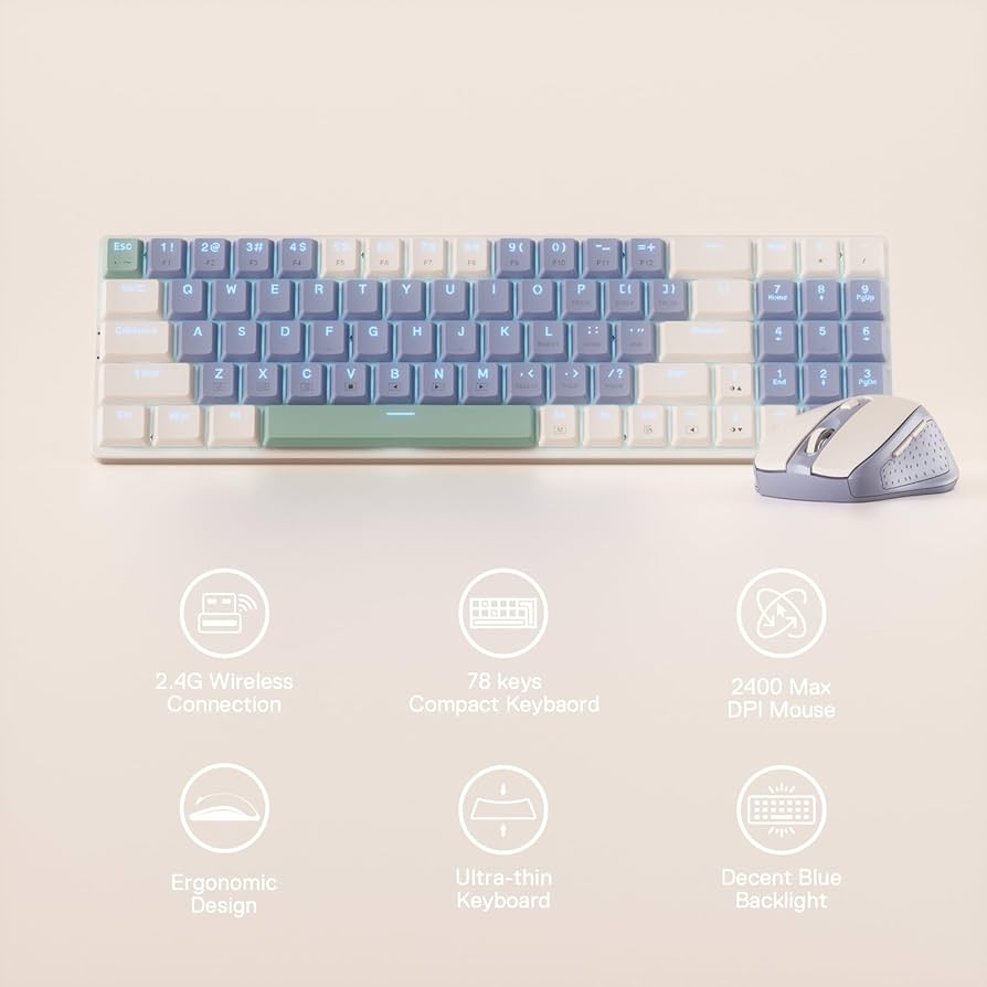 Redragon 94key low profile combo BS-8772 (Cream/Blue)