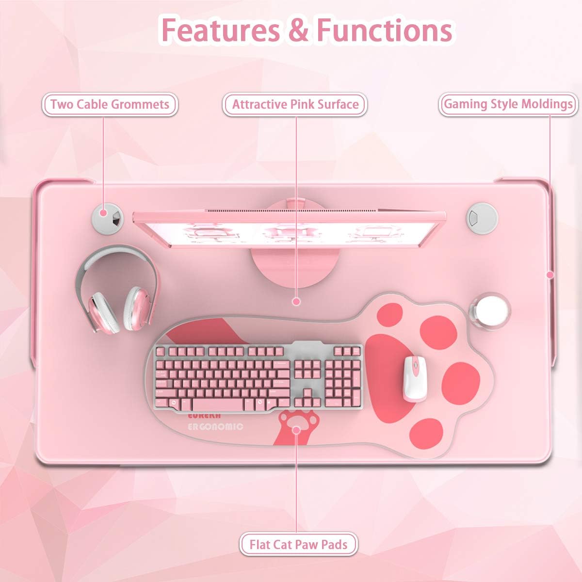 GAMING TABLE DESIGNA ERK-144-PINK-V1