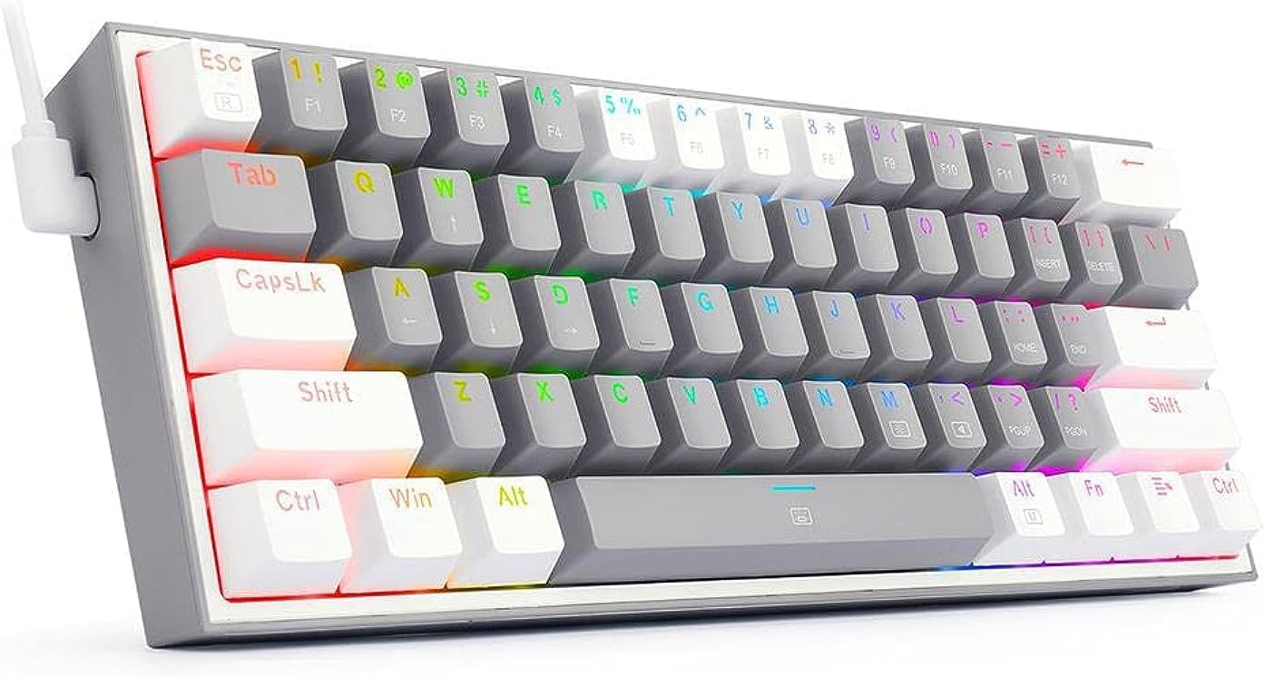 REDRAGON MECHANICAL KEYBOARD K617-RGB GRAY//WHITE COLOR(ARABIC LAYOUT)