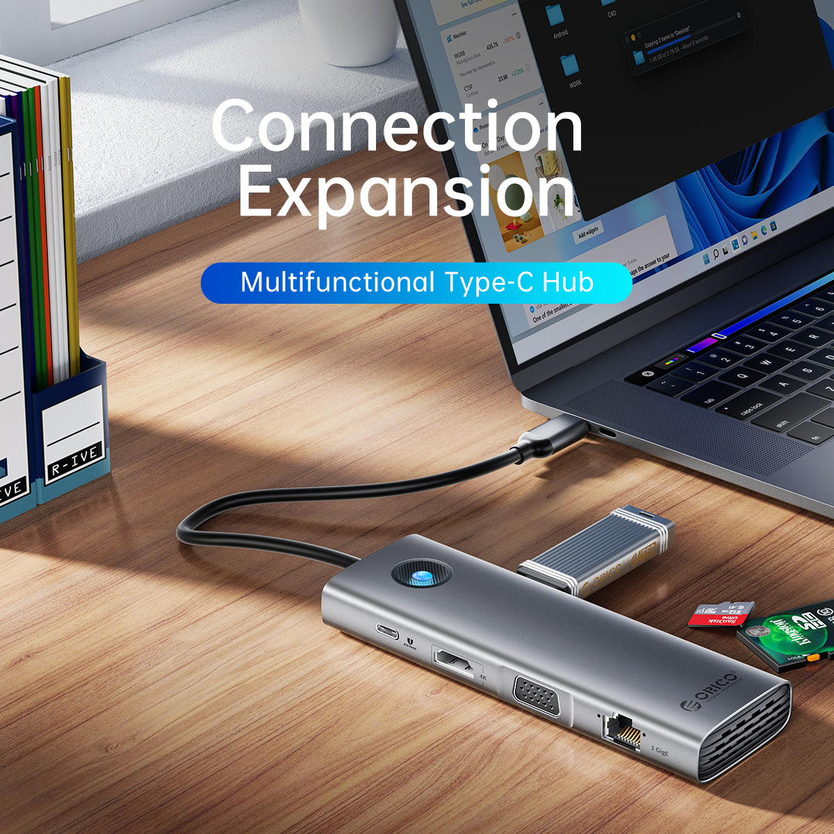 ORICO PW11-9P-GY Type-C 9-in-1 5Gbps Multifunction Docking Station