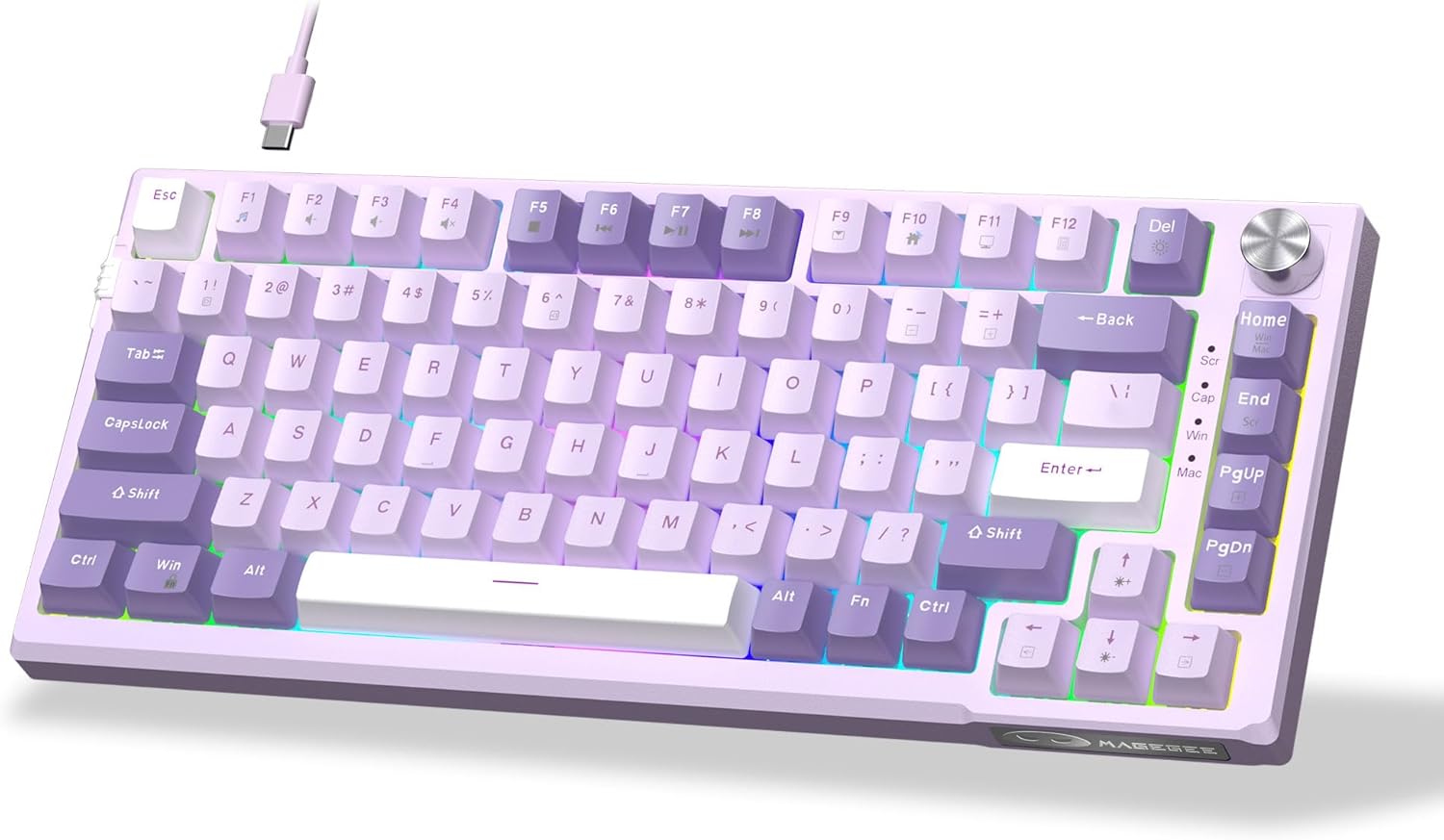 Magegee SKY81 purple Gradient, blue switch, 83 keys, RGB lighting, Gasket structure  Wired mechanical keyboard