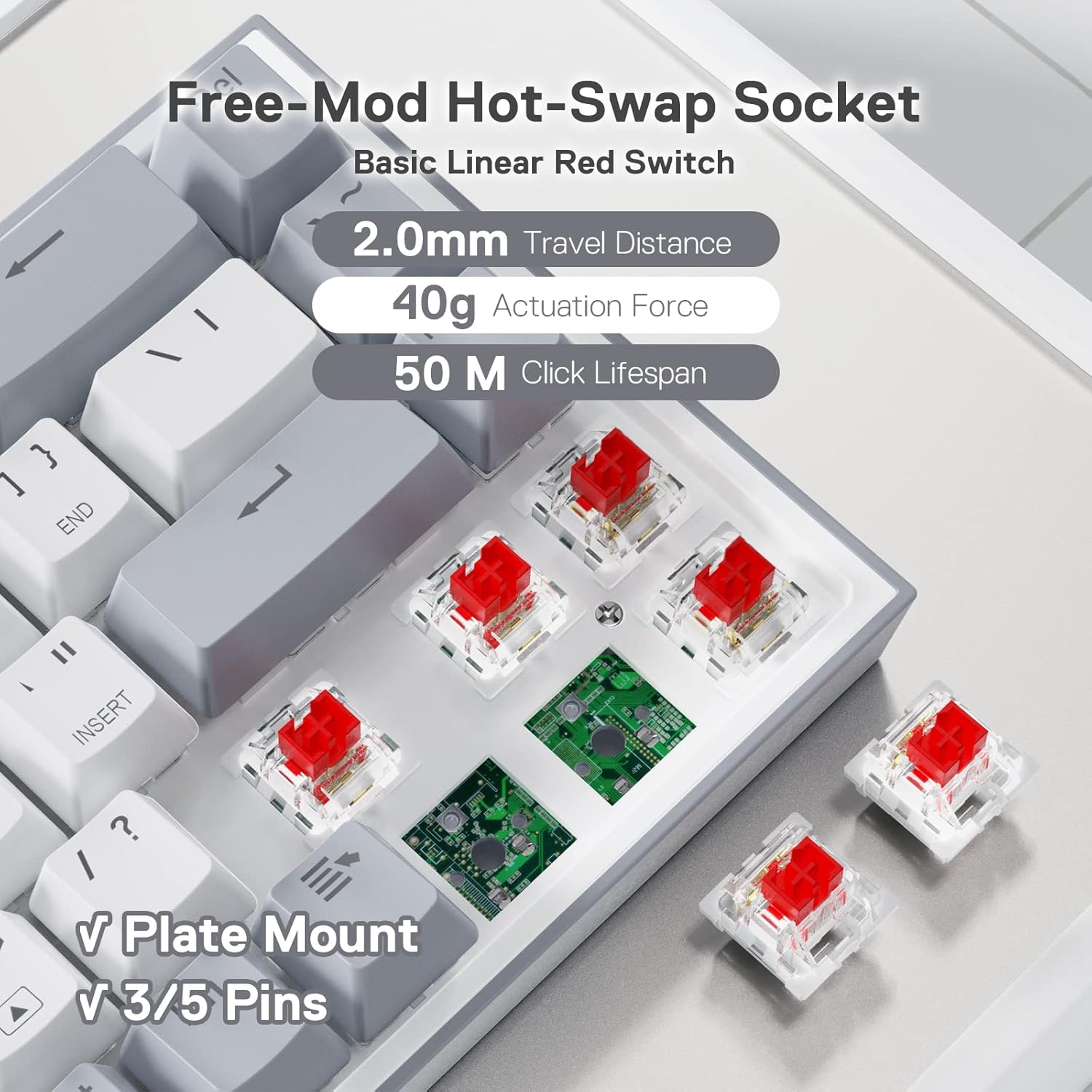 Redragon K631 WG-RGB Wired 68keys mechanical keybard