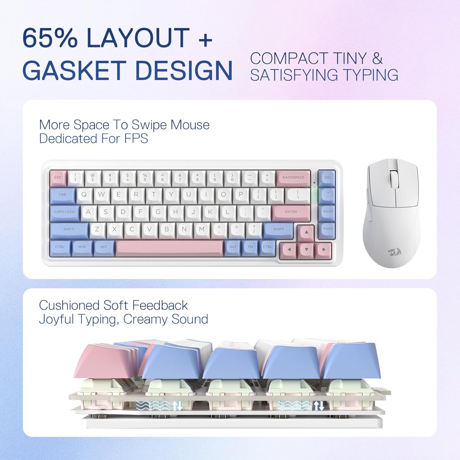 Redragon K709WBP-RGB-PRO 3MODE 68Key mechanical keyboard