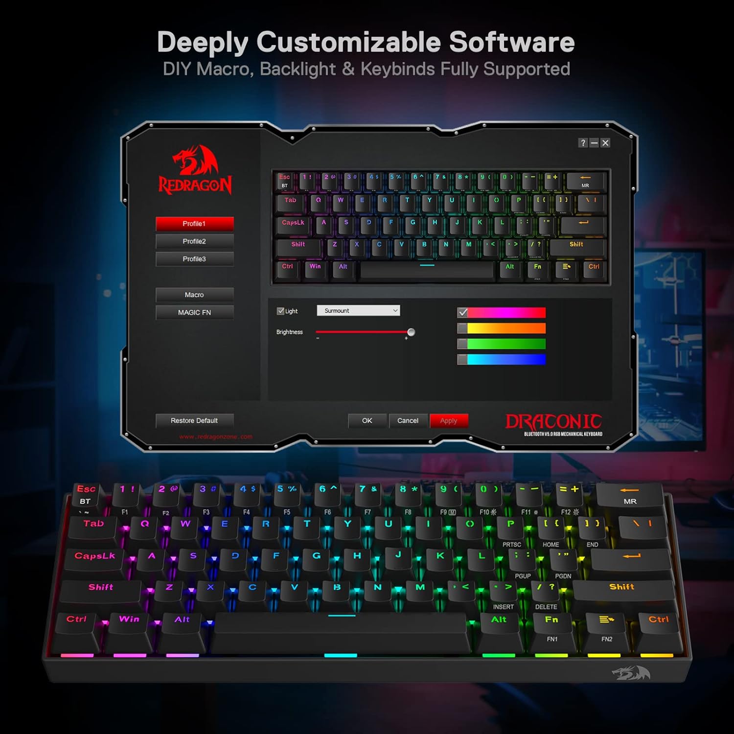 Redragon K530 Pro Draconic 60% Wireless RGB Mechanical Keyboard