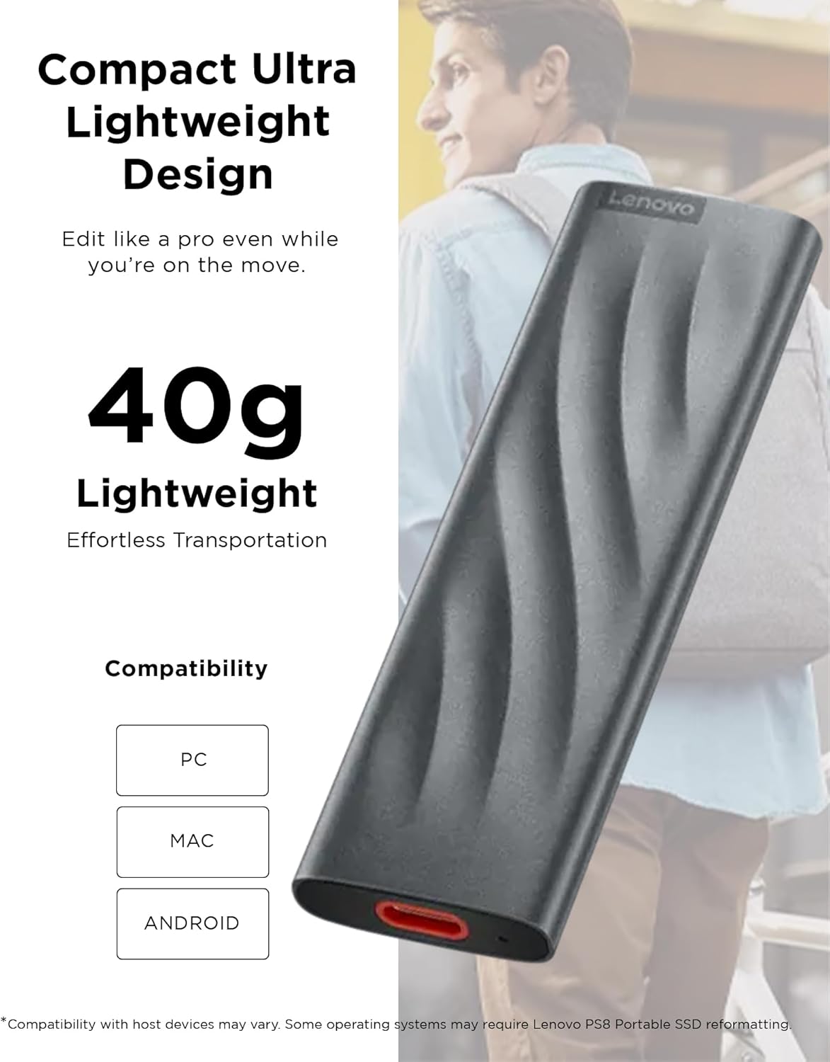 Lenovo PS8 Portable SSD 2TB USB-C UP TO 1050MB/s