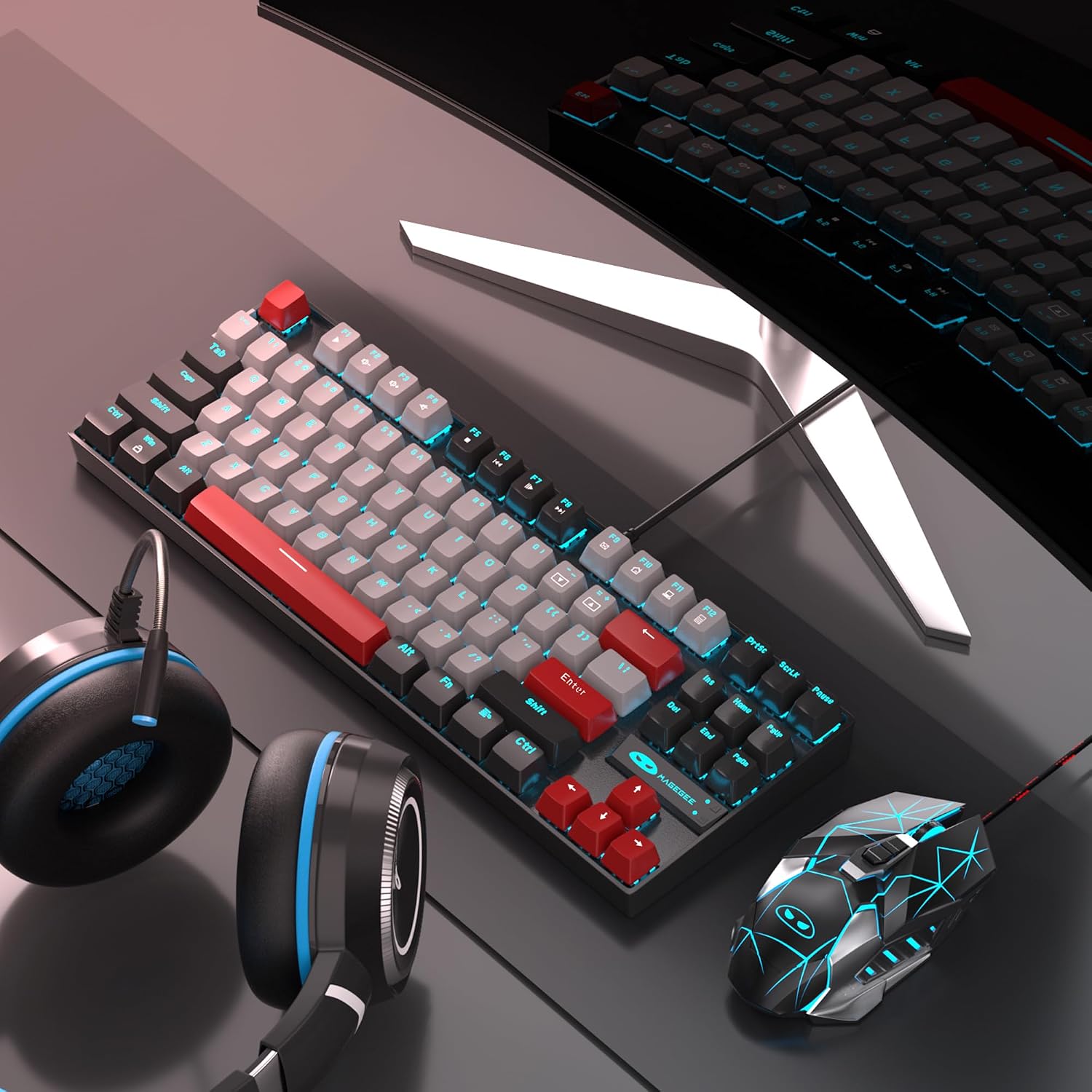 Magegee MK-Star Black Gray color, Blue Switch, 87 Keys  Wired Mechanical Keyboard