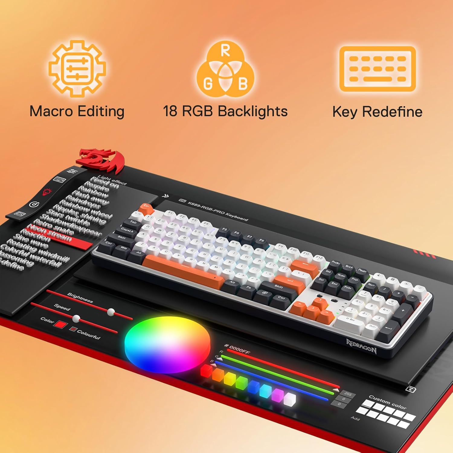 Redragon K689WBO-RGB-PRO 3mode mechanical keyboard