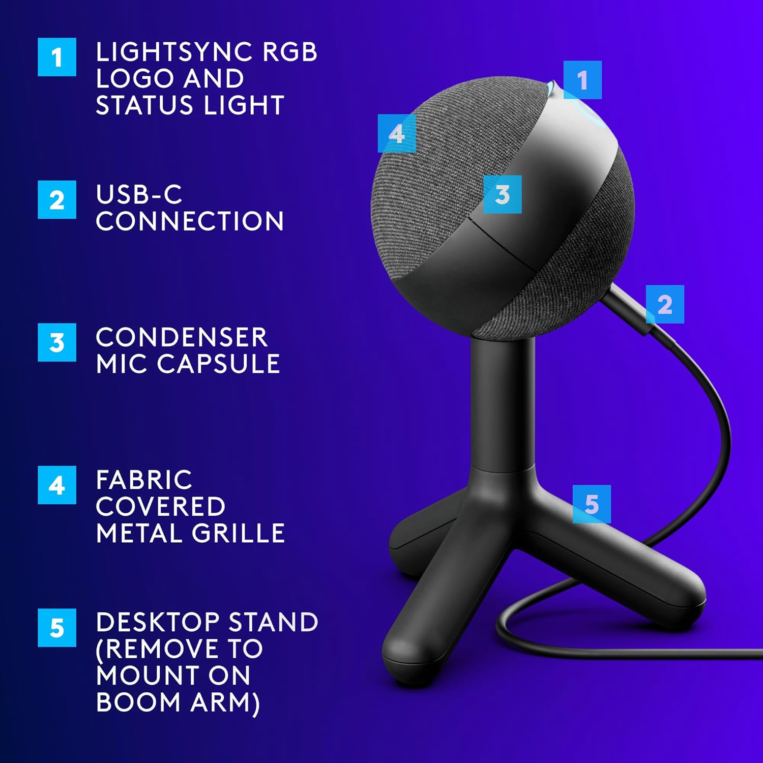 Logitech G Yeti Orb Condenser USB Gaming Microphone with LIGHTSYNC RGB