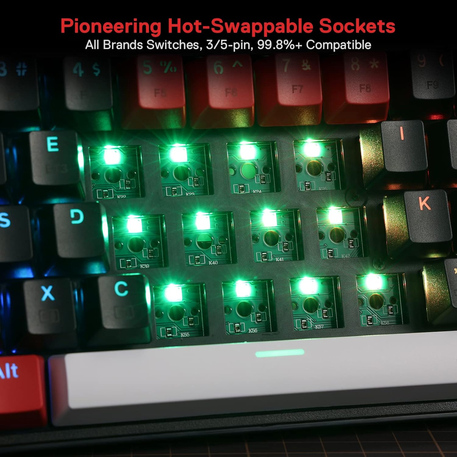 REDRAGON K628CTB-RGB-PRO Pollux PRO,wired 2.4Gp;BT Keyboard, red switch