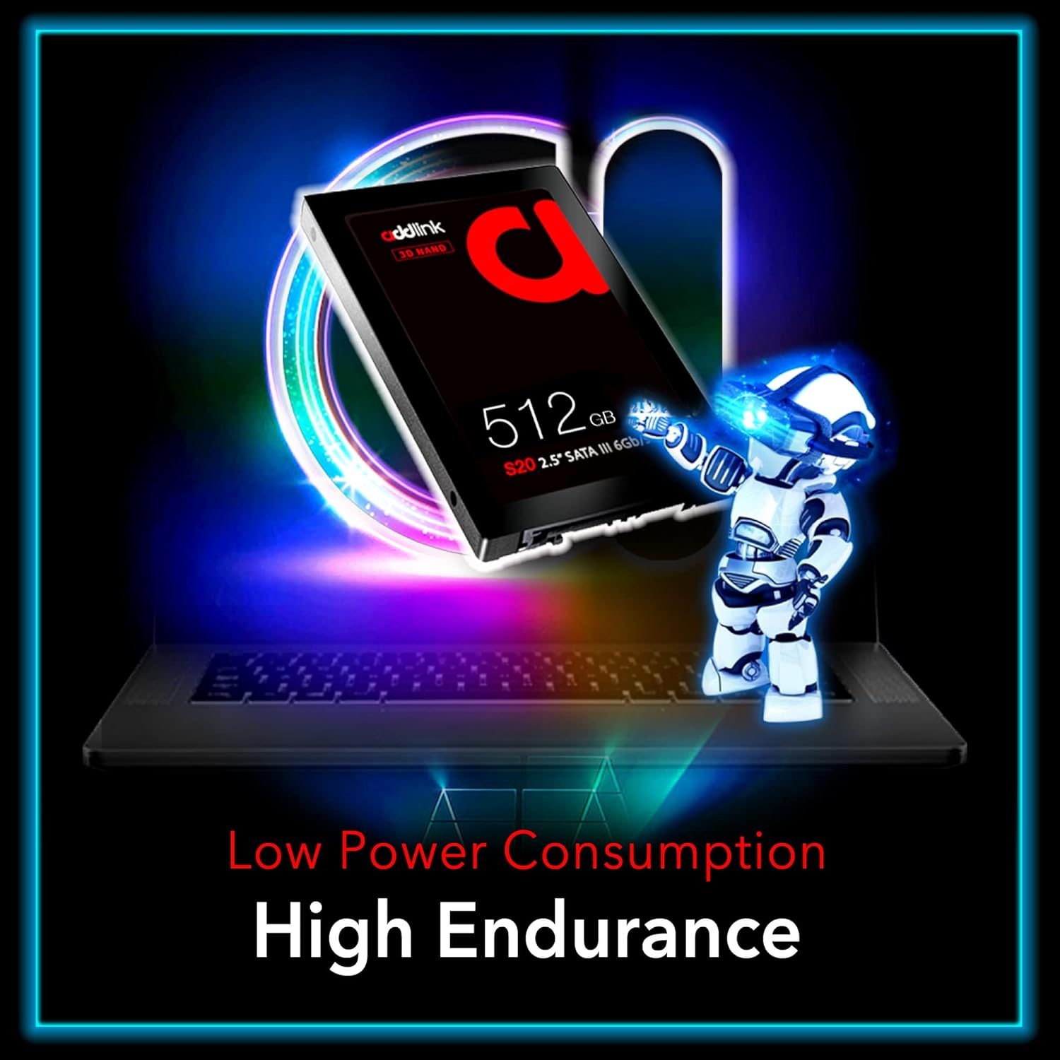 Addlink S20 512GB SSD 2.5" SATA III 6Gb/s (Up to R:500 , W:450 )