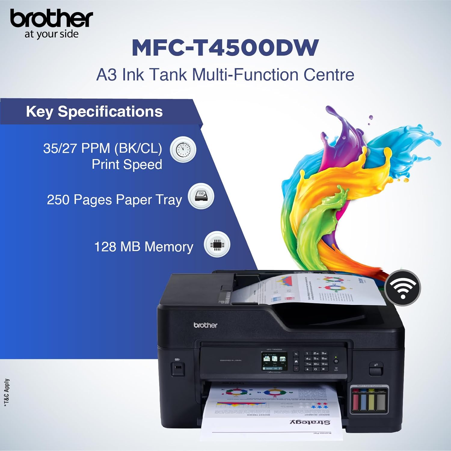 Brother MFC-T4500DW A3 Ink Tank ALL IN ONE Duplex & WiFi Printer