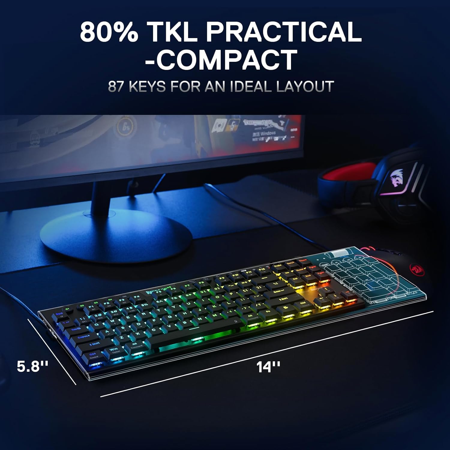 Redragon K632RGB-PRO 60% Wired mechanical keyboard with MACRO keys