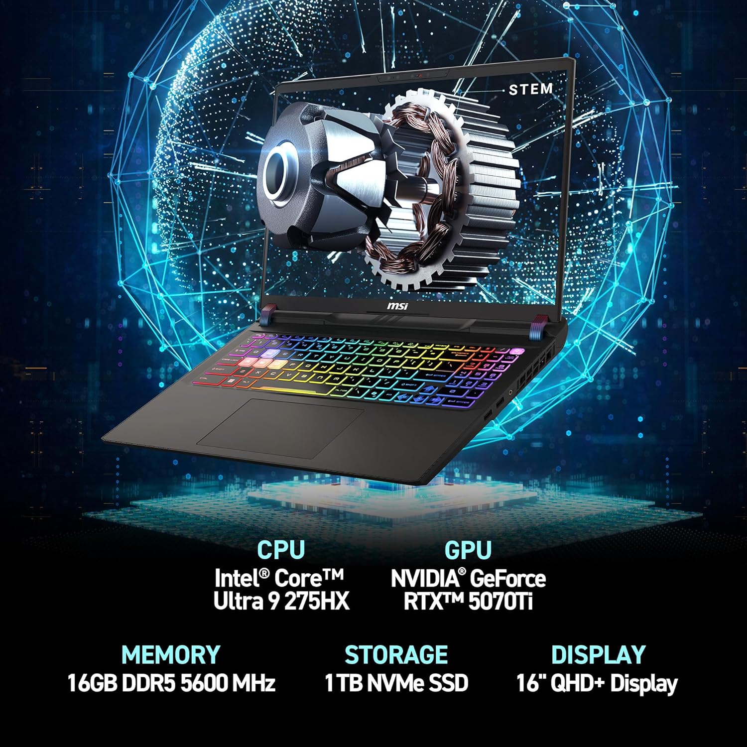 MSI VECTOR 16 - U9-275HX - 1 TB SSD- 16 GB - 16'' 240HZ - WIN11	 - 16G RTX5080
