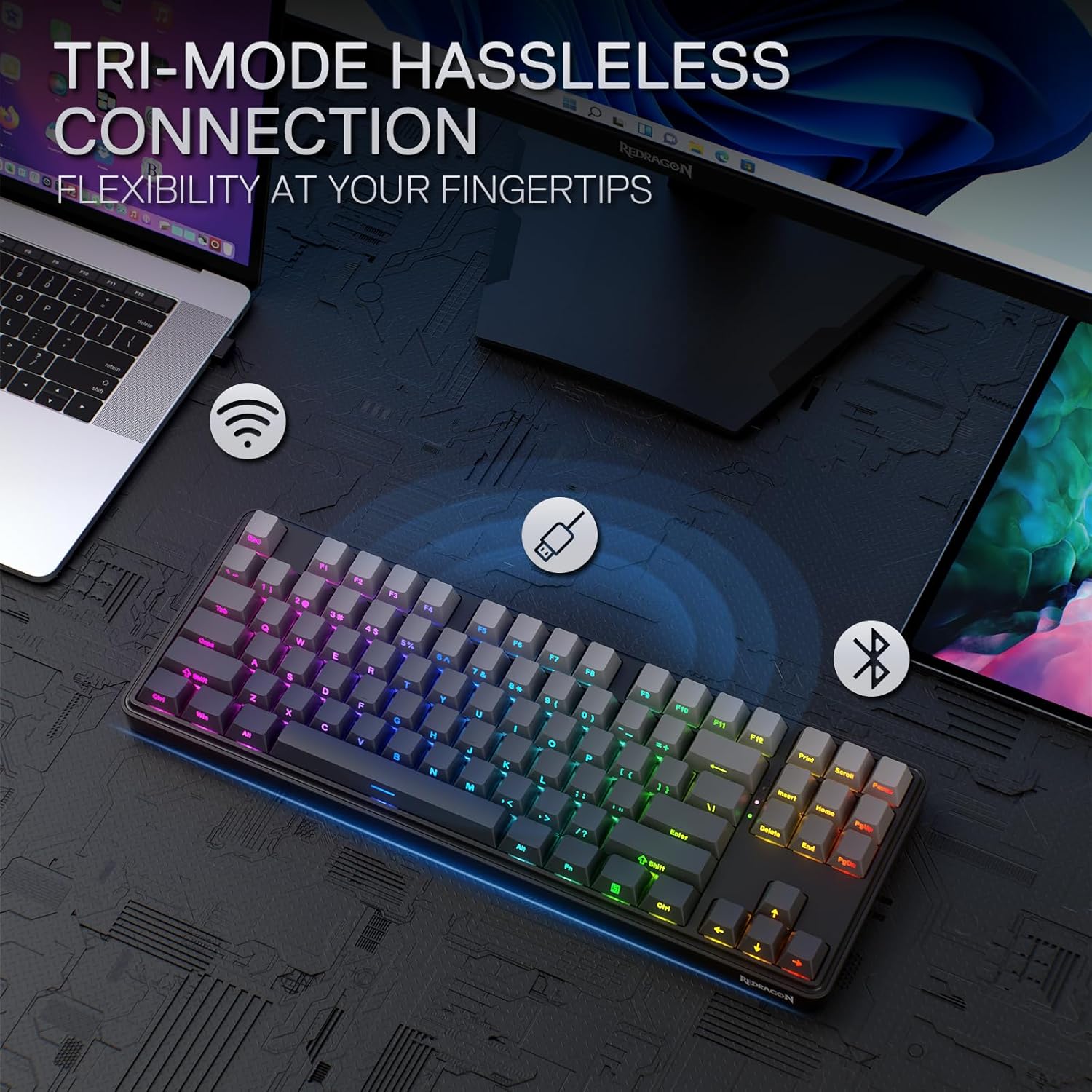 ReDragon K707SP-RGB-PRO 87 ten keyless mechanical keyboard, tri-mode