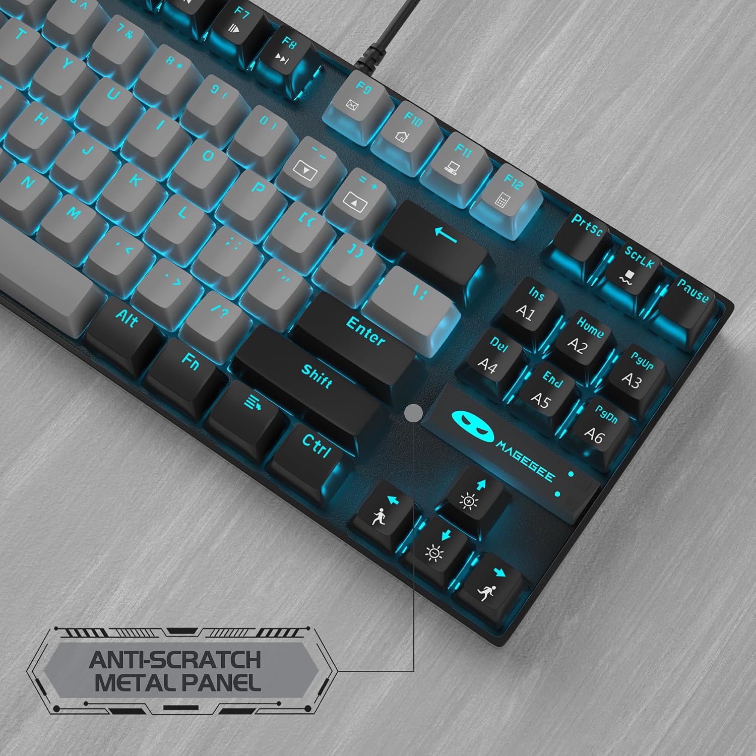Magegee MK-Star Black Gray color, Blue Switch, 87 Keys  Wired Mechanical Keyboard