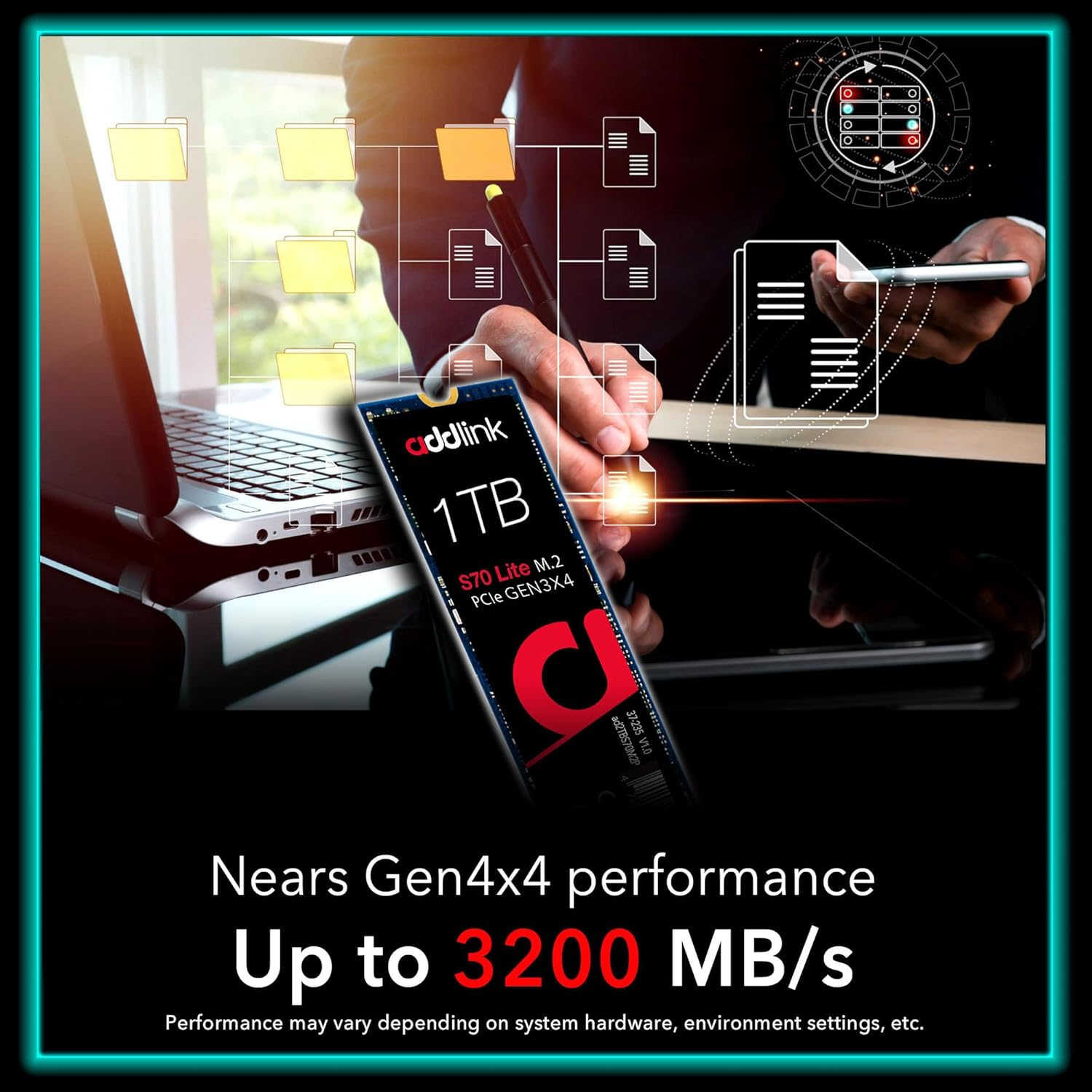 ADDLINK S70 1TB M.2 2280 PCIe GEN3X4 NVMeSSD ( Up to R:3200 , W:2600)