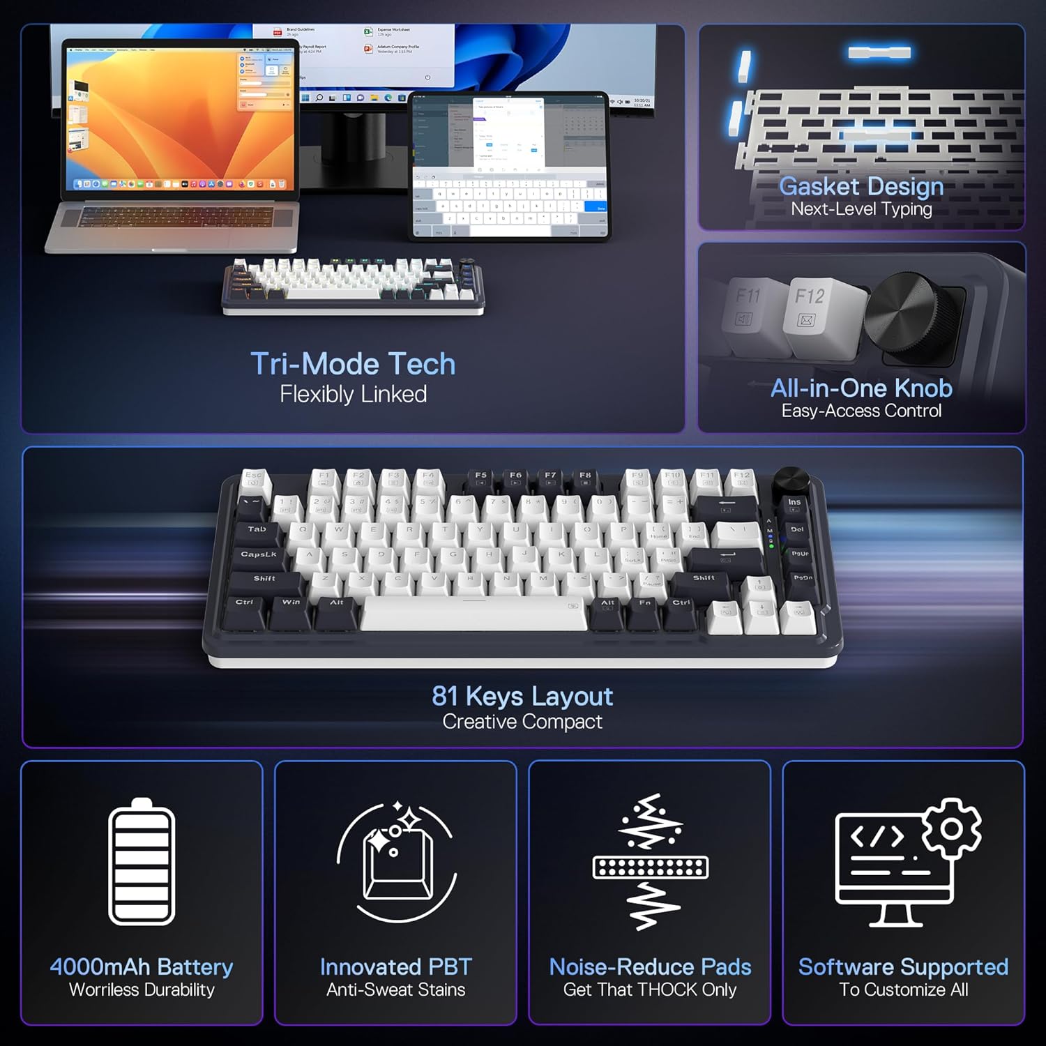 ReDragon K673GG-RGB-PRO 75% gasket Mechanical Keyboard WIRED