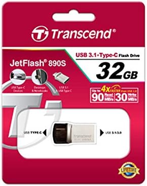 TRANSCEND  890,USB3.1,FLASH DRIVE ,OTG,TYPE A&C,SILVER