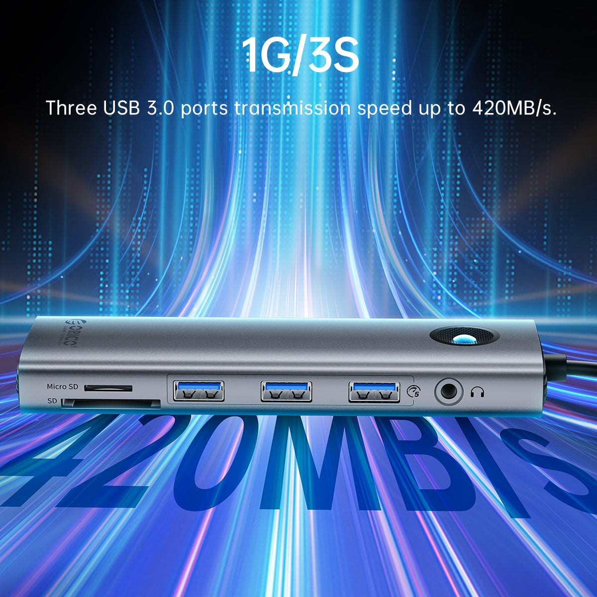 ORICO PW11-9P-GY Type-C 9-in-1 5Gbps Multifunction Docking Station