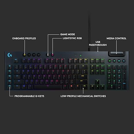LOGITECH G815 LIGHTSPEED RGB Mechanical Gaming Keyboard – GL Tactile - CARBON