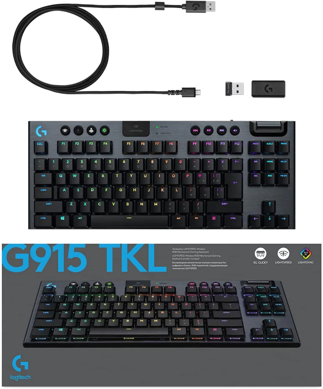Logitech G915 X LIGHTSPEED TKL – Ultra-Slim Wireless RGB Mechanical TKL with Tri-Mode, GL Switches, and KEYCONTROL