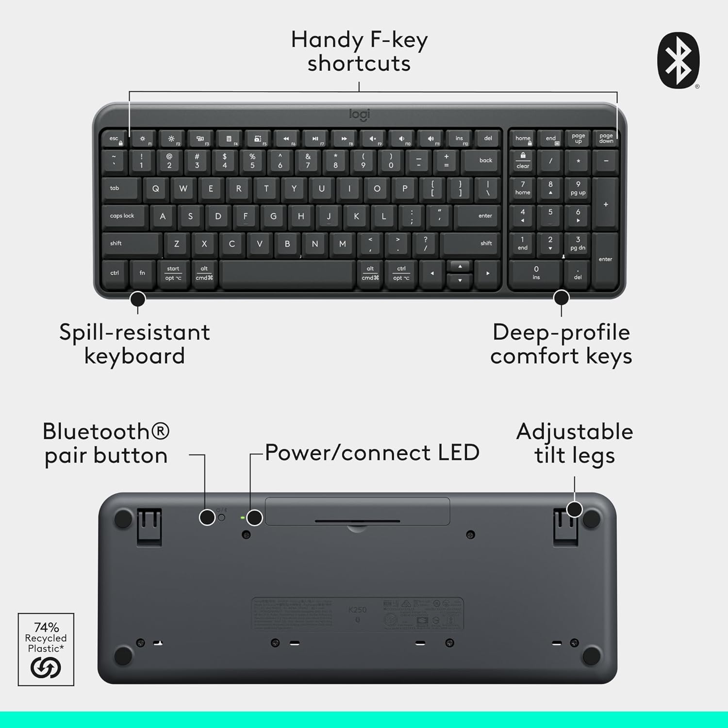 LOGITECH KEYBOARD BLUETOOTH K250