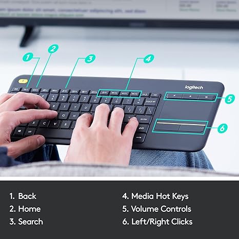 LOGITECH Wireless Touch Keyboard K400 Plus - DARK - ARA