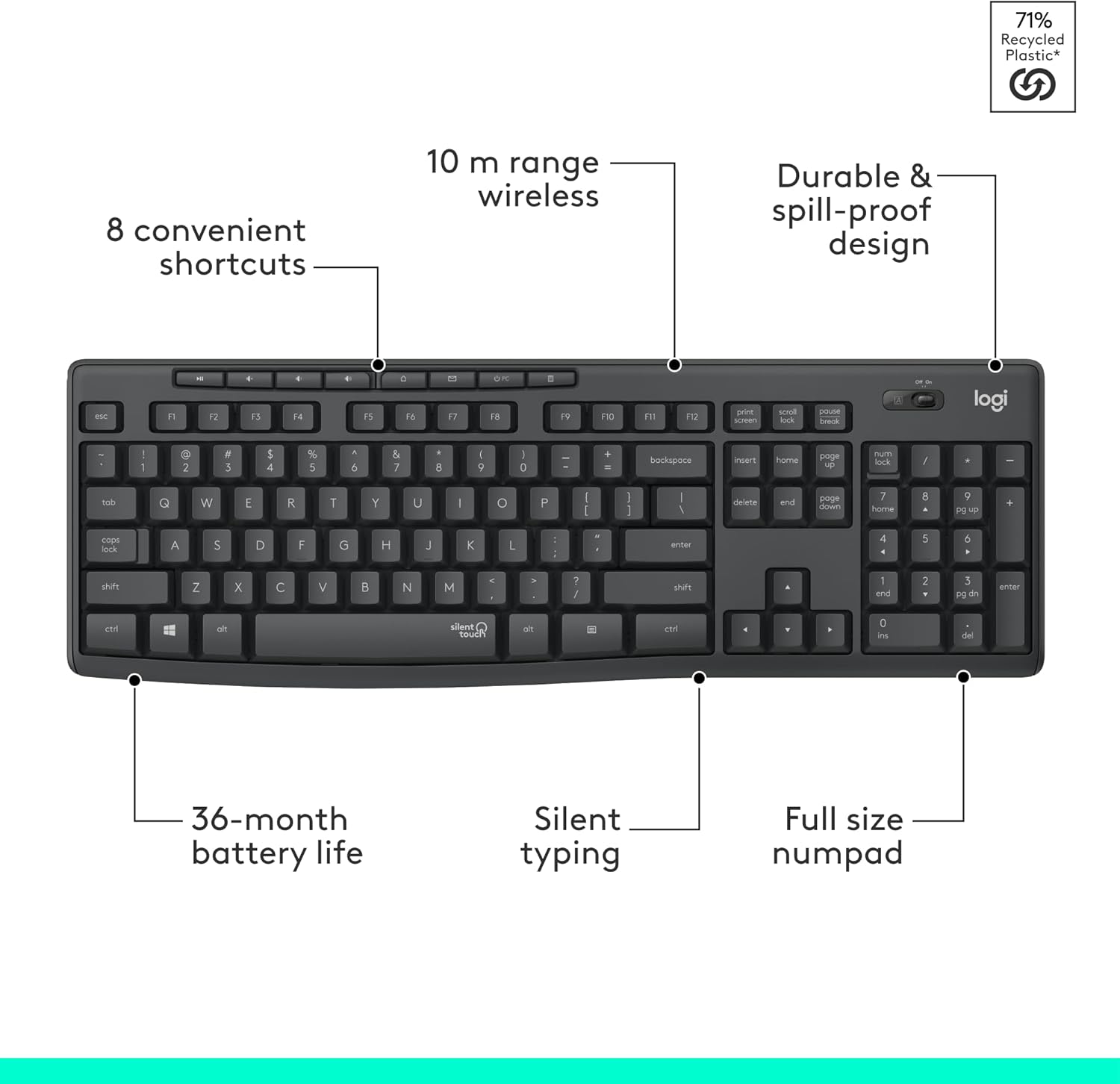 LOGITECH MK295 Silent Wireless Combo - GRAPHITE - ARABIC