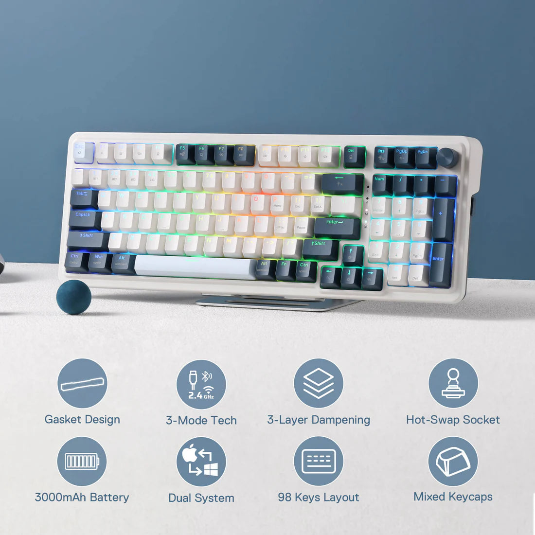 Redragon k686WB-RGB-PRO 98+1 gasket wireless mechanical keyboard