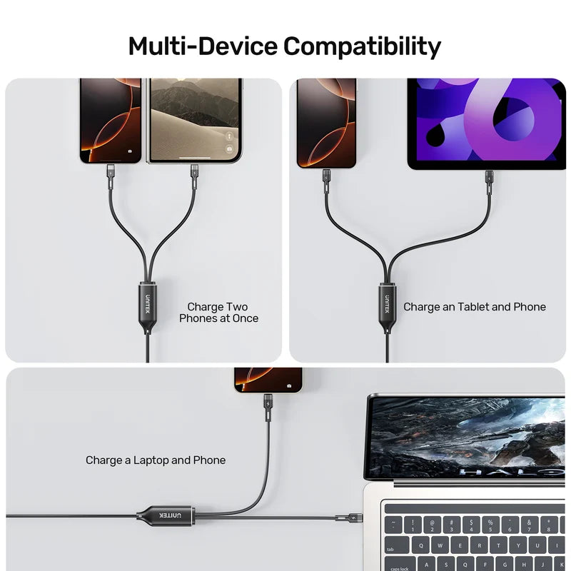 UNITEK C14146ABK01-1.8M PD100W 2-in-1 USB-C Cable