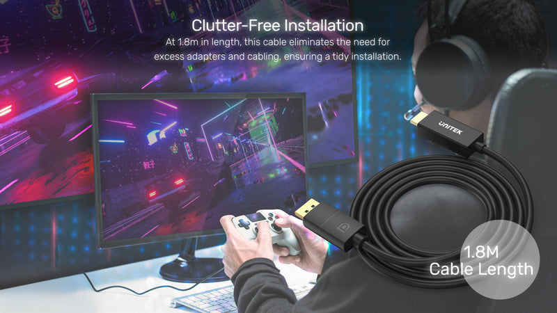 UNITEK V1608A DP 1.2 to HDMI 4K Cable 1.8M