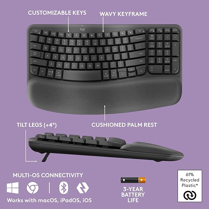 LOGITECH Wave Bluetooth ergonomic keyboard-GRAPHITE