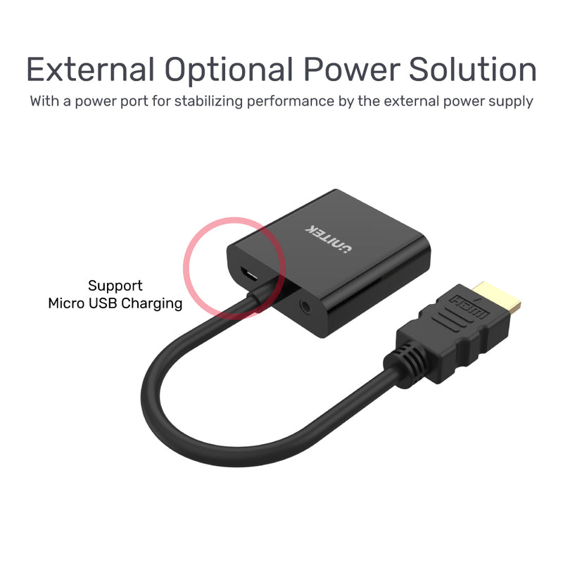 UNITEK Y-6355 HDMI to VGA Adapter with 3.5mm for Stereo Audio plus Mini & Micro HDMI Adapter